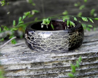 Nature forest ring, Plant wooden ring, Resin wood ring, Bentwood men ring, Women wedding ring, Wooden men ring, Moss wood jewelry, Forest