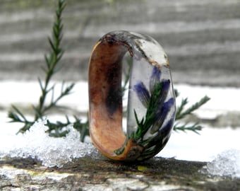 Ring berkenbos, ring jeneverbes, houten ring heren, houten ring jubileum, gebogen houten herenring, ring van berkenbast, trouwringen natuur, ring natuur