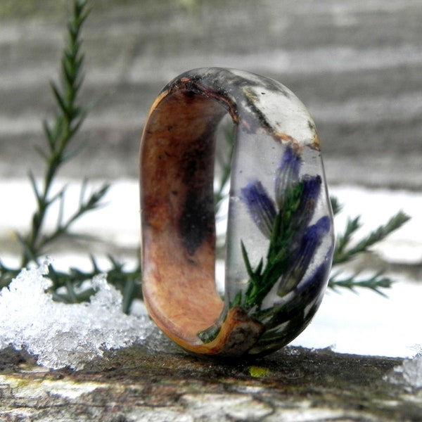 Birch forest ring, Juniper wood ring, Men woden ring, Anniversary wood ring, Bentwood mens ring, Birch bark ring, Nature wedding rings, Ring
