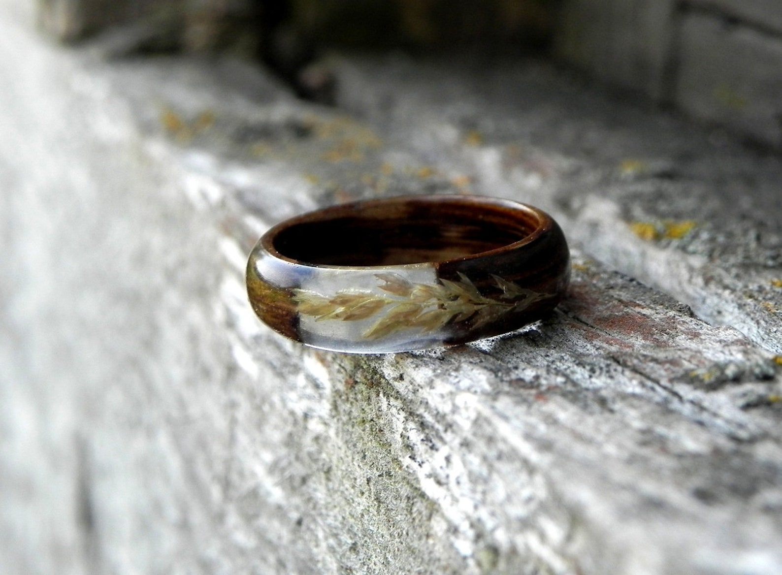 Botanical Wood RING Terrarium Plant Rings Resin Wooden Ring | Etsy