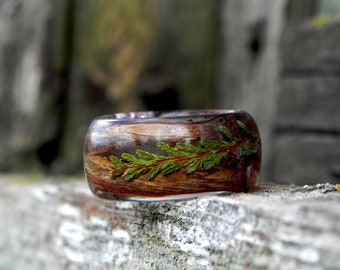 Heather wood ring, Nature Heather flower bark ring, Wood resin ring, Wood ring men, heather resin ring, nature wedding ring, Wooden resin