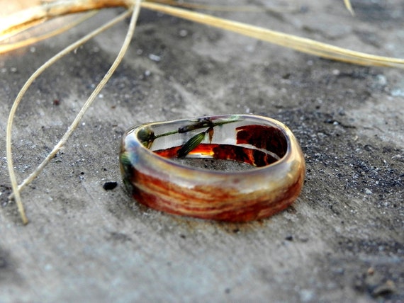 Lavender Bentwood Ring Wood Lavender Ring Resin Lavender Flower