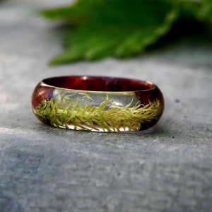 Forest wood ring, Moss wood ring, Wooden anniversary gift, Wood resin ring, Mens moss ring, Wooden rings for men, Wedding ring men,Wood ring