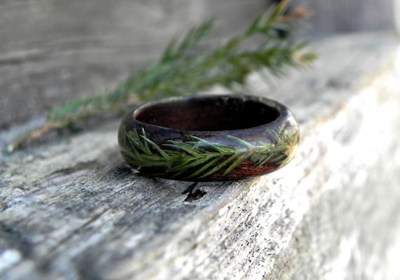 Stone Wood Ring Unique Wooden Ring Mens Forest Ring -  Denmark