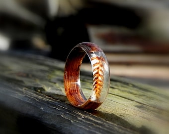 Real fern resin ring, Oak men ring, Wood terrarium resin ring, Nature inspired ring, Bentwood ring, Forest lover ring, Wood anniversary ring