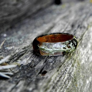 Wood moss ring, Moss resin ring, Lichen wooden ring, Forest ring, Nature wedding ring, Men wood ring, Wooden ring women, Wedding ring men image 3