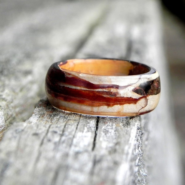 FOREST bark wood ring, Wooden wedding rings, Resin wood ring, Сolored wooden ring, Birch bark ring, Men bentwood ring, Terrarium wood  gift