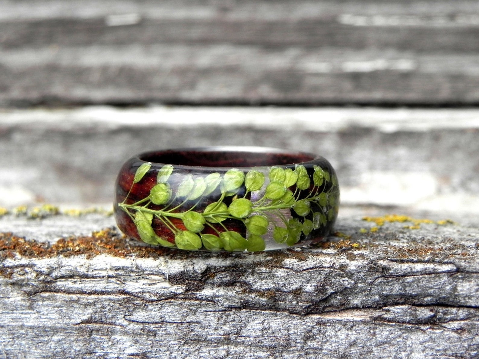 Forest Wood Ring Plant Wooden Ring Resin Wood Rings Women | Etsy