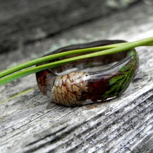 WOOD FOREST RING, Nature wooden ring,  Bark wood ring, Wood resin ring, Pine cone wood ring, Plant resin ring, Unique wooden gift, Forest