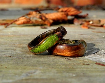 Bentwood forest ring, Fern wood ring, Resin wooden ring, Wood wedding rings, Mens wood ring, Women wood jewelry, Nature wood rings, Forest