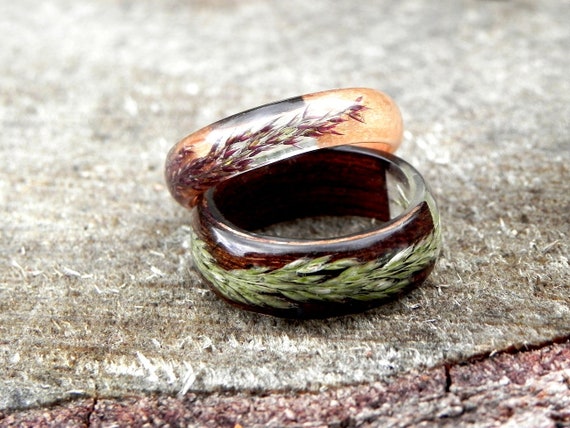 Celtic Wooden Ring, Celtic Wedding Rings, Forest Plant Wood Ring, Women Engagment Ring, Men Wood Forest Ring, Resin Wood Anniversary Jewelry