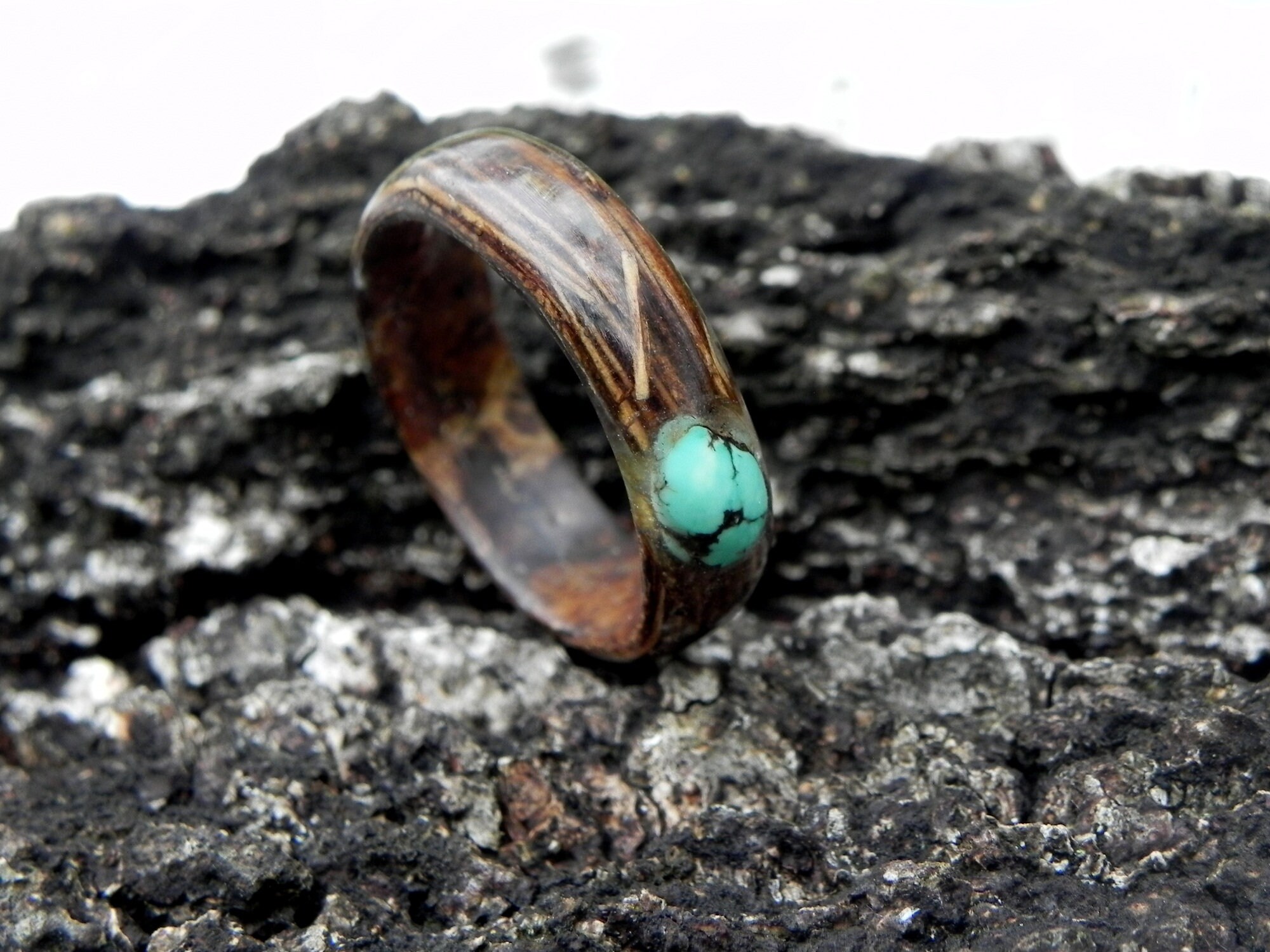 Wood turquoise ring deals