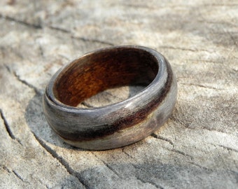 Houten ring heren, dubbelzijdige houten ring, Promise herenring, minimalistische ring voor mannen, houten trouwring, bosboomring, HOUTEN RING VAN HARS