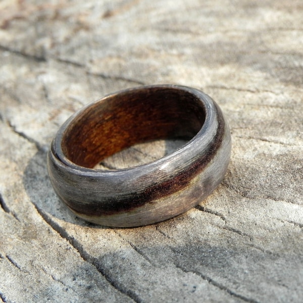 Men wood ring, Double sided wooden ring, Promise mens ring, Minimalist ring for men, Wood wedding ring, Forest tree ring, RESIN WOOD RING