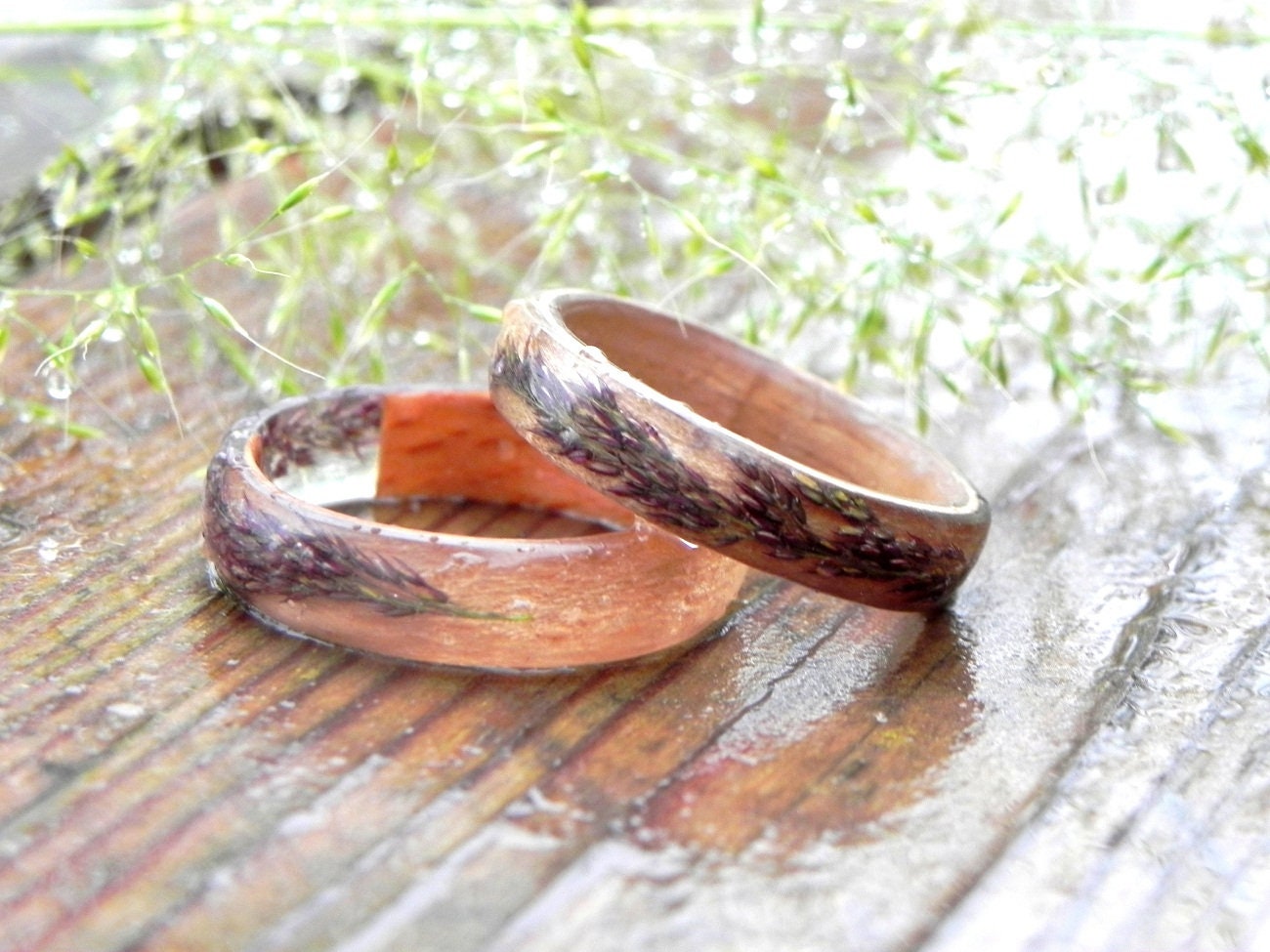 Wood Plant Ring Nature Wooden Ring Tiny Bentwood Ring Resin | Etsy