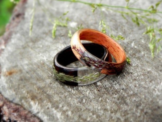 Celtic Wooden Ring, Celtic Wedding Rings, Forest Plant Wood Ring, Women Engagment Ring, Men Wood Forest Ring, Resin Wood Anniversary Jewelry