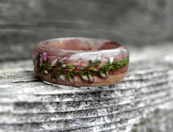 Clear Resin Bangle, Flower Resin Bracelet with Wooden, Pressed