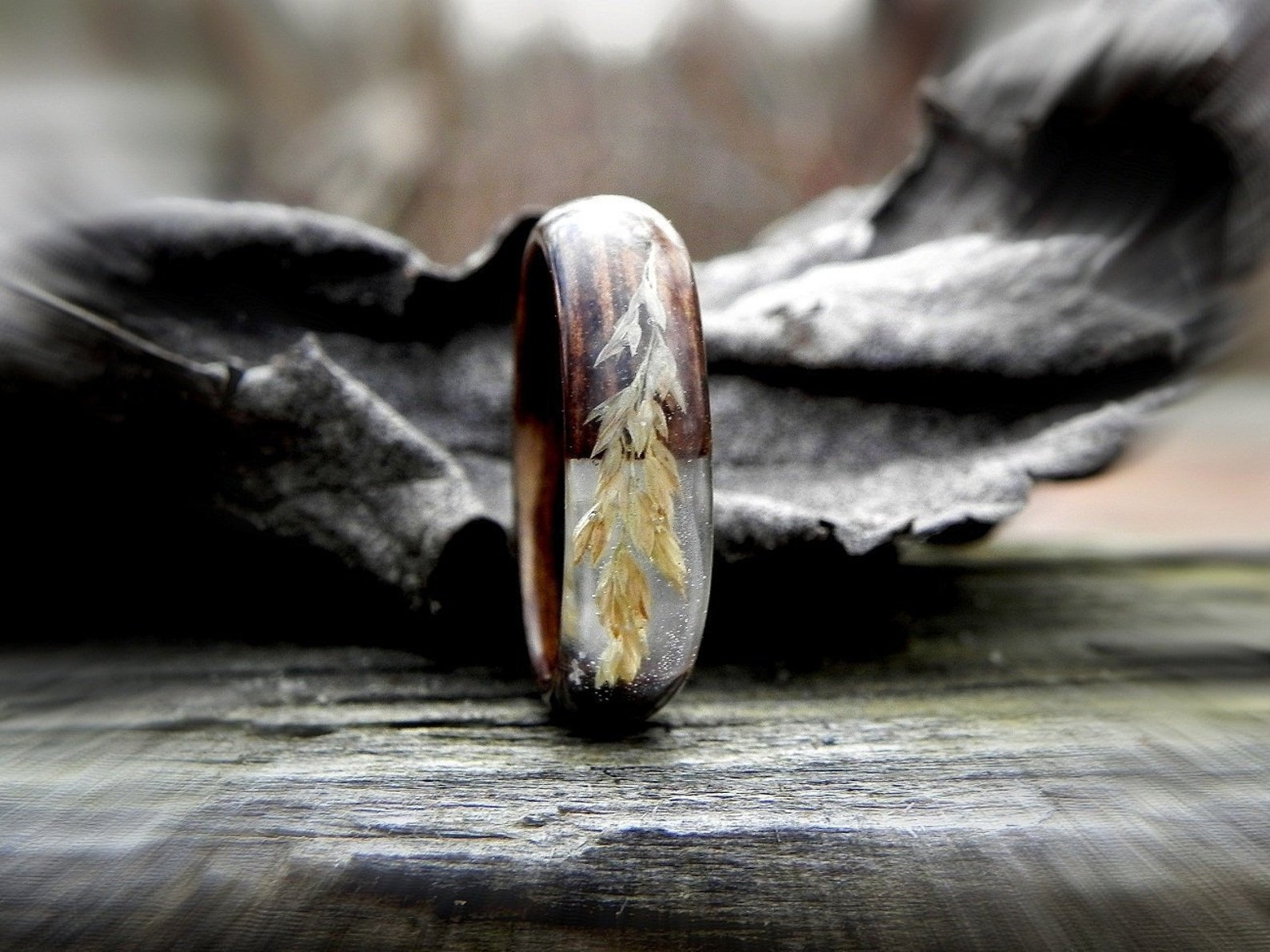 Botanical Wood RING Terrarium Plant Rings Resin Wooden Ring - Etsy