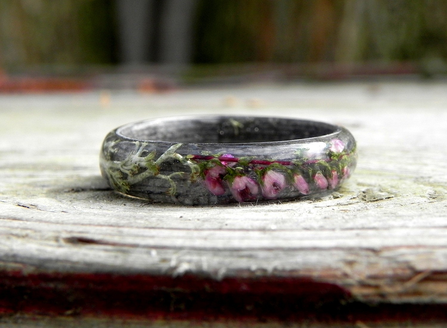 Wedding forest ring Moss nature ring Resin wood ring Etsy