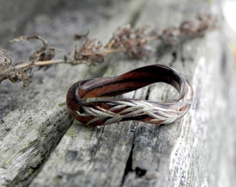 Plant wedding ring, Wood grass ring, Resin wooden ring, Women nature ring, Forest wood  jewelry, Bentwood unique wedding rings, Men ring