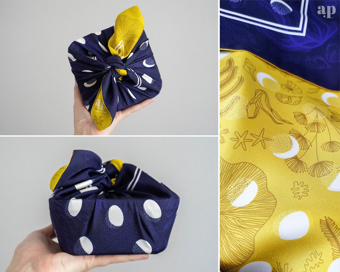 Luxe Reversible Wrapping Silk Scarf Furoshiki to Use for Etsy