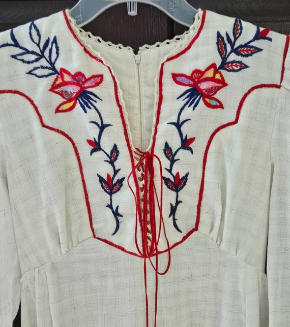 Vintage CANDI JONES Embroidered Boho Dress Size 6 - image 2
