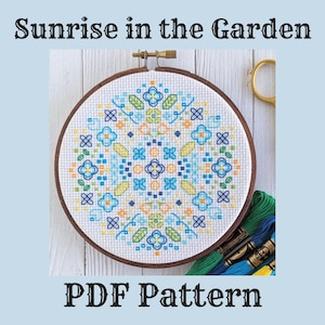 Sunrise in the Garden Instant Download PDF Blackwork Embroidery Pattern