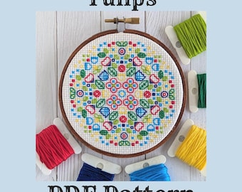 Tulips Instant Download PDF Blackwork Embroidery Pattern *Two Colourways Included*