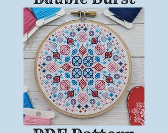 Bauble Burst Instant Download PDF Blackwork Embroidery Pattern