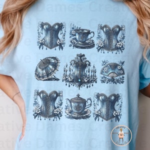 T-shirt rococo Marie-Antoinette, t-shirt esthétique vintage, chemise unisexe teinte en pièce, vêtement historique, haut de déguisement, mode baroque