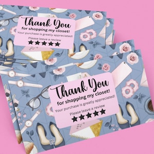 Bedankt voor het winkelen mijn Closet Cards, Poshmark bijsluiters Depop Online boutique-kaarten Girly Girl Marketplace-groet Ebay