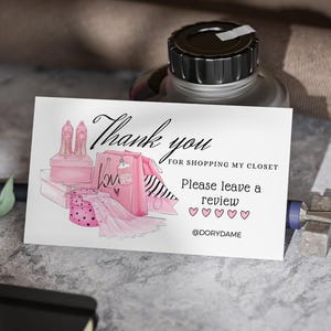 Online store closet Business Cards Thank you for shopping package insert note to customer. Poshmark thanks for shopping my closet Depop
