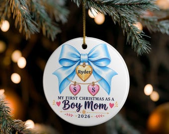 Weihnachtsschmuck für den ersten Geburtstag eines Jungen, personalisierte Erinnerung an die Neugeborenen mit Herzchen für die Schwester, individuelles Weihnachtsgeschenk für die Familie nach der Geburt 2026