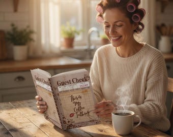 Kaffeesüchtiges Notizbuch, Cafe Core Gästebuch, trendiges Barista Geschenk, gemütliches Kaffeehaus Hardcover Notizbuch, Kaffee Fee und Bücher