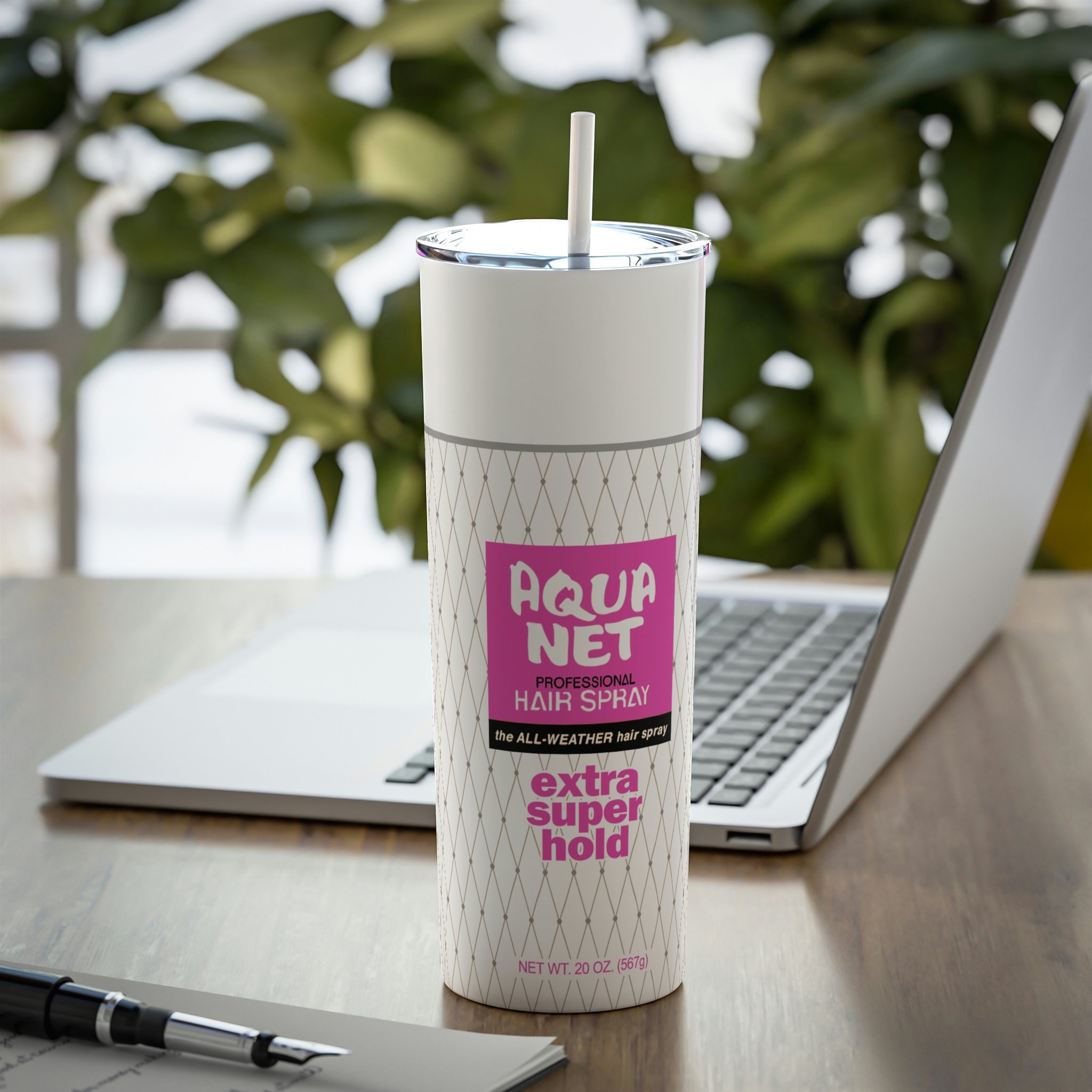 Aqua Net Hairspray Image on an Insulated 20 or 30 Oz. Stainless Steel  Tumbler, Looks Just Like a Can of Hairspray 