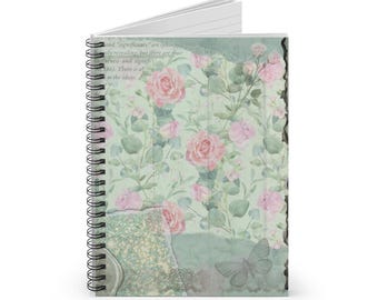Shabby Chic Blumen Spiralblock | junk Journal Liniertes Harlekin Tagebuch