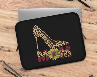 Mama Laptoptasche, coole Mama Tablet-Hülle, Mama Laptophülle, Leopard Mama Geschenk, Leopard und Sonnenblumen für Mama, Mama Geschenk