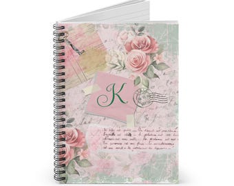 Shabby Chic Rosa Blumen Spiralblock | junk Journal Liniertes Harlekin Tagebuch