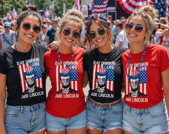 Day Drinking Like Abe Lincoln T-shirt unisex jersey met korte mouw grappig 250th USA Fourth of July Summer President-t-shirt Patriottisch barbecueshirt