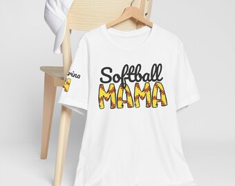 Benutzerdefinierte Softball Mama Personalisiert in meiner Softball Mama Ära Softball Mama Shirt Softball Nana Tante Oma Softball Nummer auf der Hülse
