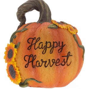 Happy Harvest Pumpkin, Autumn Pumpkin Ornament, Fall Pumpkin Decoration, The Fairy Garden UK