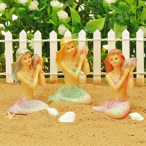 Mermaid With Shell,  Beach Themed Fairy Garden,  Mermaid Figure, Miniature Mermaid With Shell, Coastal Fairy Garden, The Fairy Garden UK