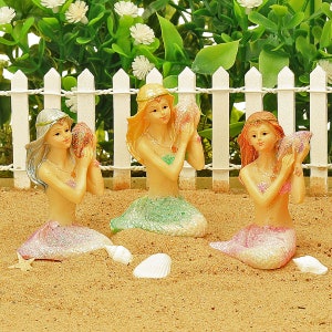 Mermaid With Shell,  Beach Themed Fairy Garden,  Mermaid Figure, Miniature Mermaid With Shell, Coastal Fairy Garden, The Fairy Garden UK