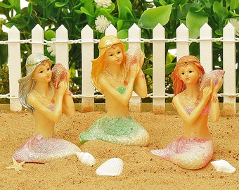 Mermaid With Shell,  Beach Themed Fairy Garden,  Mermaid Figure, Miniature Mermaid With Shell, Coastal Fairy Garden, The Fairy Garden UK