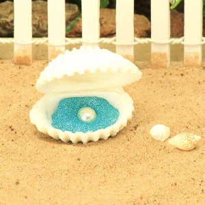 Oyster Shell and Pearl, Sea Shell, Beach Themed Miniature Garden Accessory, Hand Crafted Fairy Garden Miniatures by Jennifer, Fairy Garden