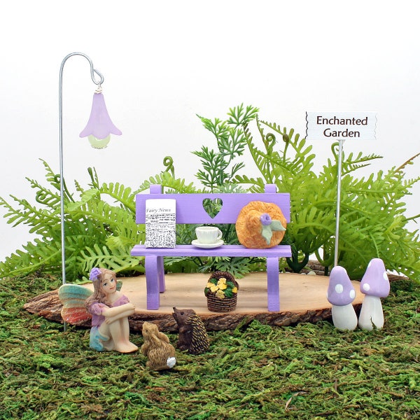 Fairy Garden Gift Set, Lilac Collection 10 or 6 Piece Starter Pack for Miniature Fairy Garden, Fairy Garden Accessories, The Fairy Garden UK