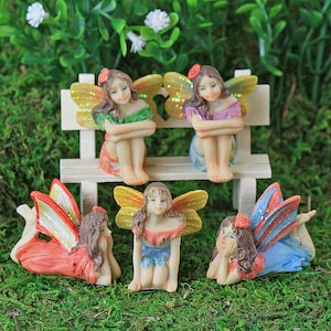 Woodland Sitting Fairies, ONE Sitting Fairy, Miniature Fairy Figure, Fairy Garden, Miniature Fairy Garden, The Fairy Garden UK