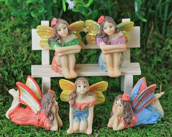 Woodland Sitting Fairies, ONE Sitting Fairy, Miniature Fairy Figure, Fairy Garden, Miniature Fairy Garden, The Fairy Garden UK