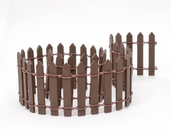Brown Picket Fence, Fairy Garden Picket Fencing, Miniature Wooden Picket Fence for Fairy Garden, UK Fairy Garden