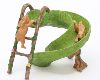 Fairy Garden Bunny Slide, Miniature Slide with Bunny Rabbits, Slide for Fairy Garden, Accessory for Fairy Garden, Fairy Garden Miniatures